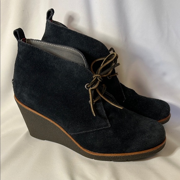 Black Wedge Ankle Boots - Picture 1 of 7